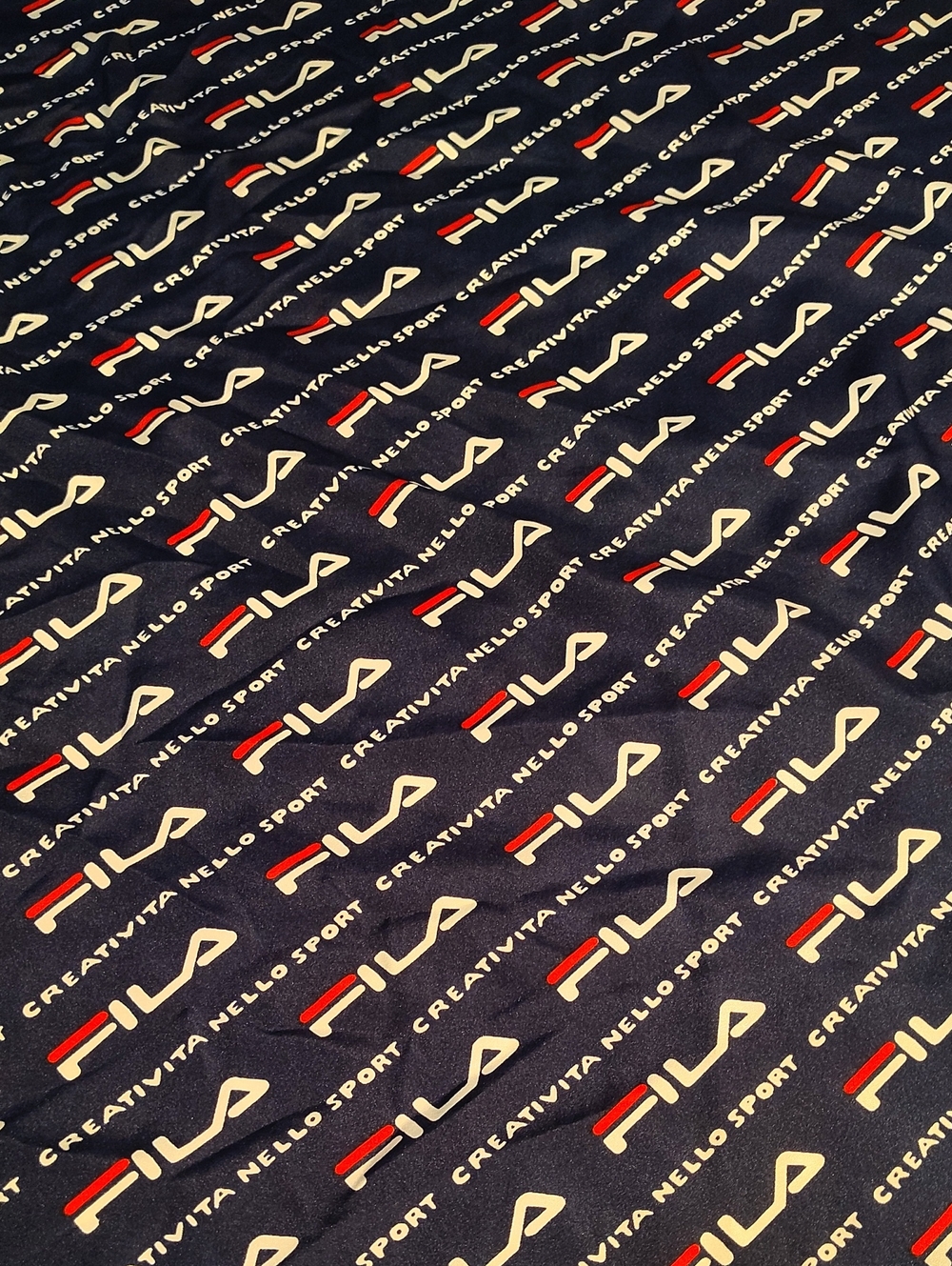 Fila Navy, White and Red Logo Square Silk Scarf - Picture 2 of 5